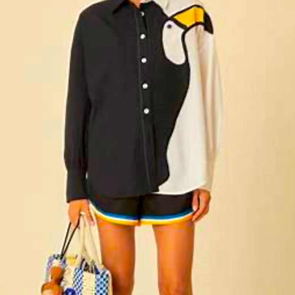 NWT Farm Rio Black silky shorts